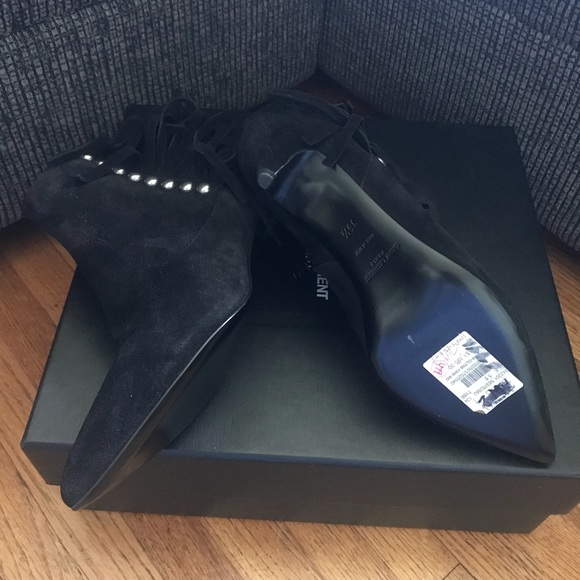 NIB Saint Laurent Cat Fringe Pointy Toe Boots - Picture 4 of 5